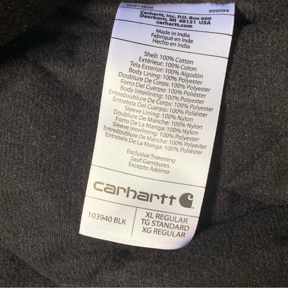 THS Carhartt Quilted-Flannel-Lined Duck Loose Fit Jacket | Size XL | Black - Picture 7 of 9